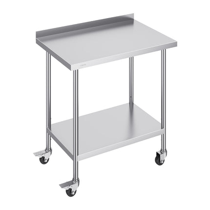 Stainless Steel Work Table 24 x 36, Casters, Backsplash