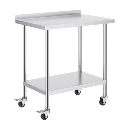 Stainless Steel Work Table 24 x 36, Casters, Backsplash