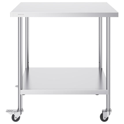 Stainless Steel Work Table 30 x 18 x 38 in, Wheels, Adjustable Shelf