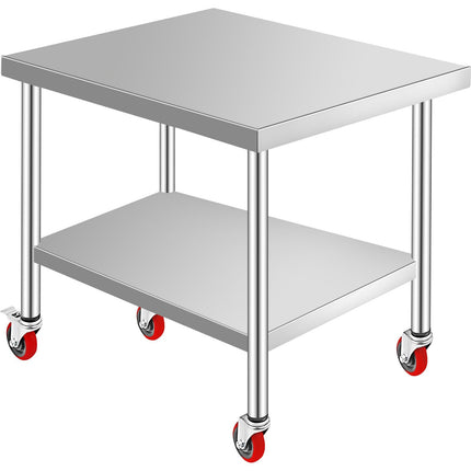 Stainless Steel Work Table 36x30, Wheels, 700 Lb Load