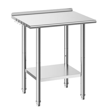 Stainless Steel Work Table 61x76 cm, Backsplash, Adjustable Shelf