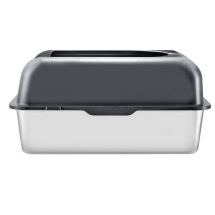 Stainless Steel XL Cat Litter Box, High Sides, Scoop