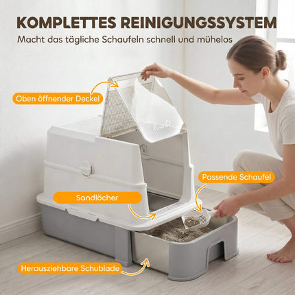Stainless Steel XL Cat Litter Box with Lid & Scoop