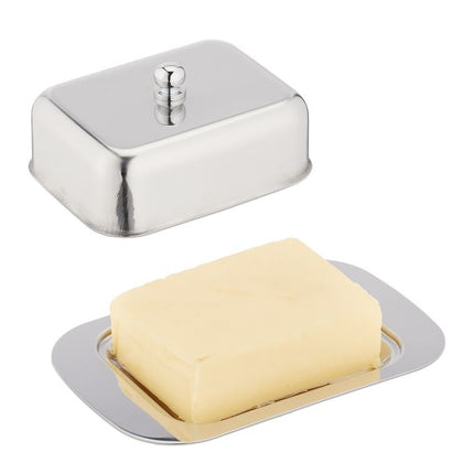 Stainless steel butter dish with lid
