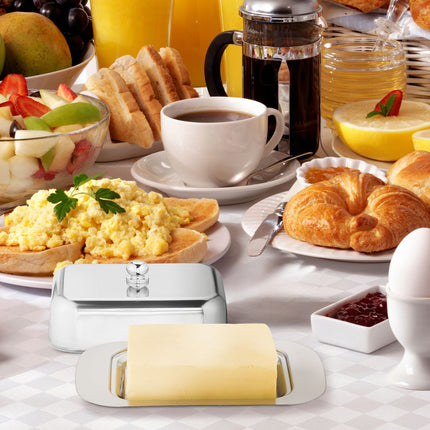 Stainless steel butter dish with lid