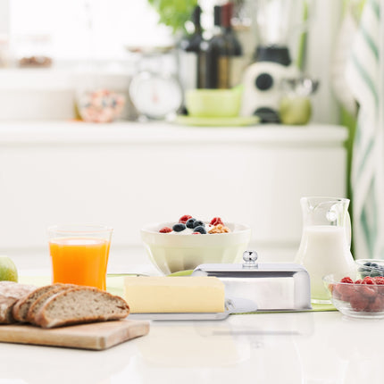 Stainless steel butter dish with lid