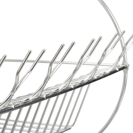 Stainless steel dish rack with glass holder