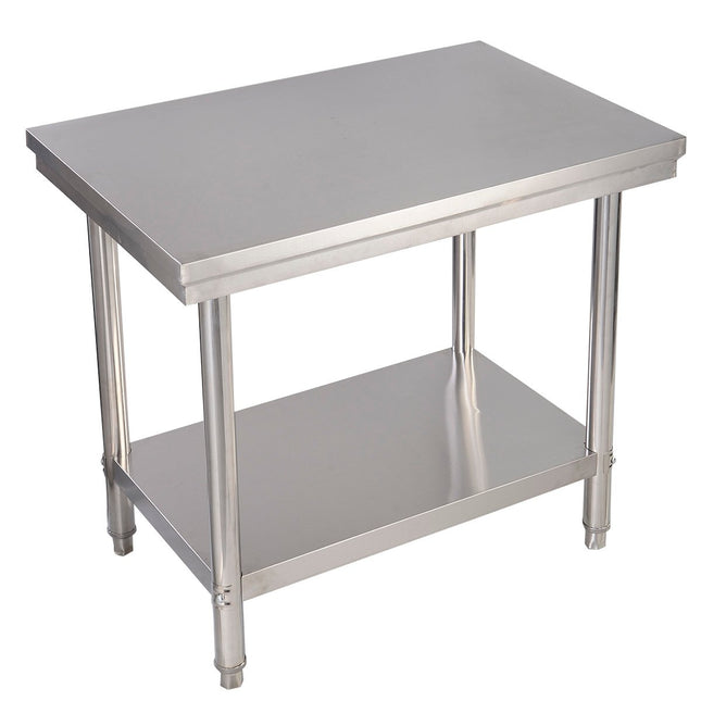 Edelstahl Küchentisch Arbeitstisch Gastrotisch mit Zwischenboden 92x61x90cm