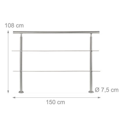 Nerezové schodišťové zábradlí 1.5m / 2 sloupky / 3 příčky