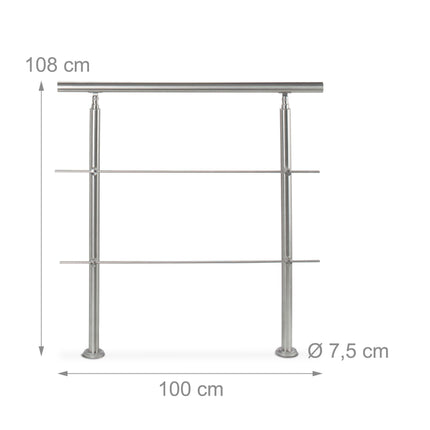 Nerezové schodišťové zábradlí 1.0m / 2 sloupky / 2 příčky