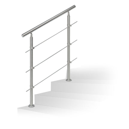 Edelstahlgeländer 1,0 m / 2 Pfosten / 3 Querstreben