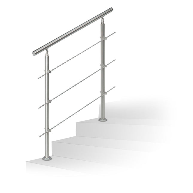 Nerezové schodišťové zábradlí 1.0m / 2 sloupky / 3 příčky