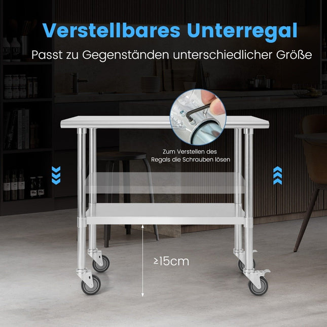 Edelstahltisch Arbeitstisch Küchentisch Edelstahl Silber 91,5 x 61 x 88,5 cm