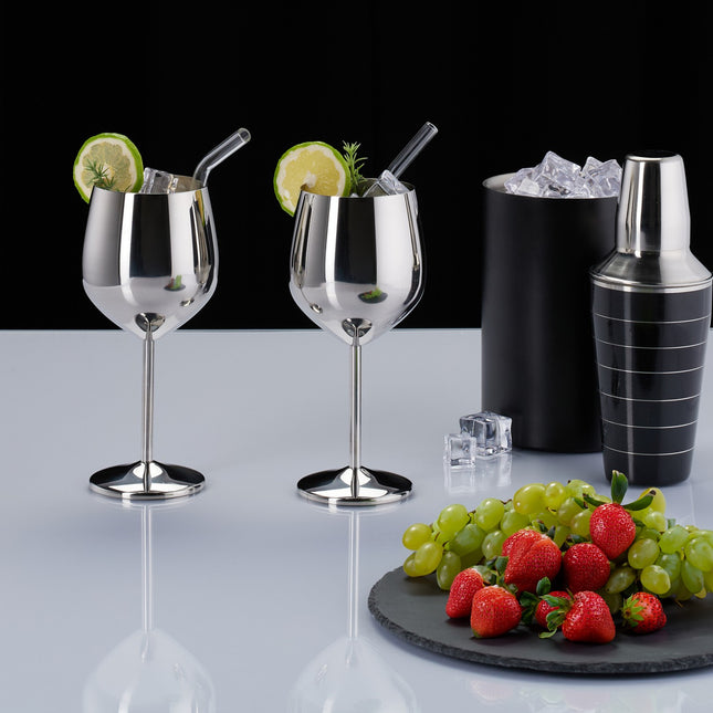 Stainless steel wine glasses, set of 4
