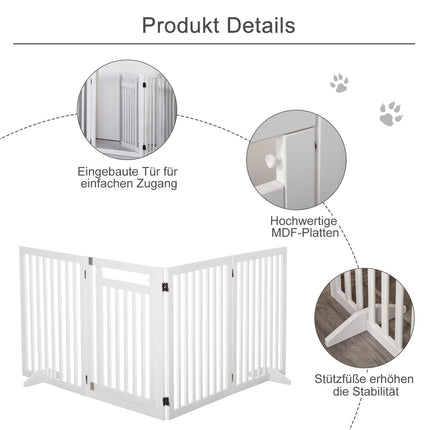 Folding stair gate, Drill-free, White, 81cm, Freestanding
