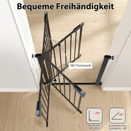 Zábrana na schody bez vrtání, 75-82 cm, samozavírací, černá