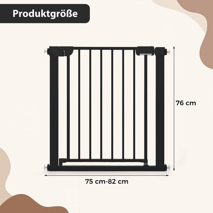 Zábrana na schody bez vrtání, 75-82 cm, samozavírací, černá