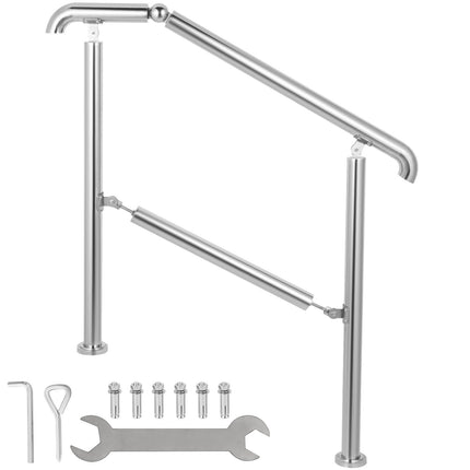 Stair Handrail, 304 Stainless Steel, Adjustable 4-5 Steps