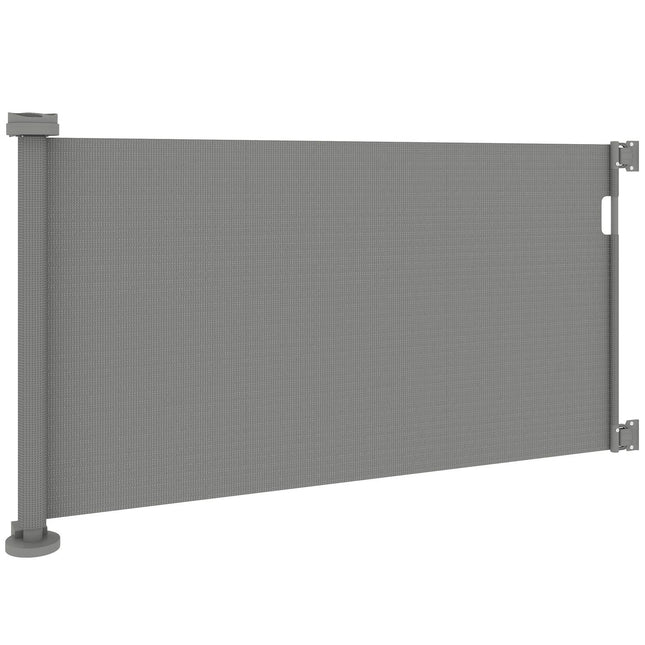 Traphekje uitschuifbaar 0-136cm 87 cm hoog deurhekje voor huisdieren 142 x 10 x 87 cm grijs
