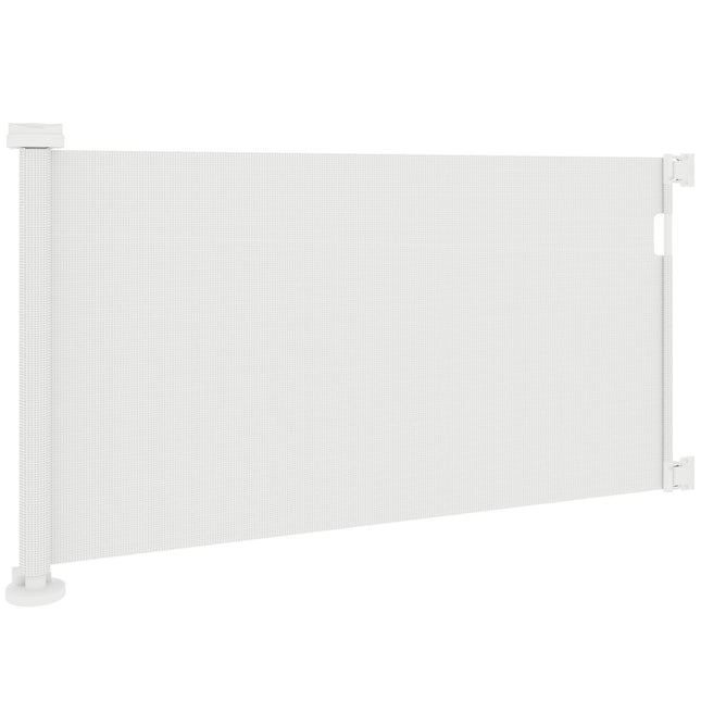 Traphekje uitschuifbaar 0-136cm 87 cm hoog deurhekje voor huisdieren 142 x 10 x 87 cm wit