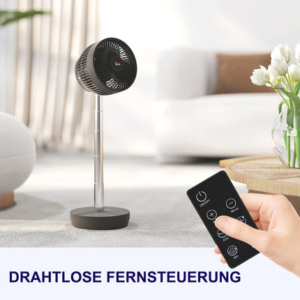 USB dobíjecí stojanový ventilátor s dálkovým ovládáním a 10 rychlostmi