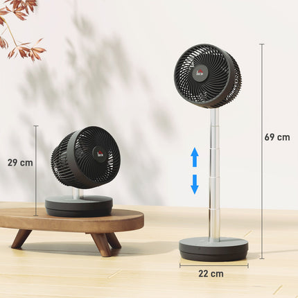 USB dobíjecí stojanový ventilátor s dálkovým ovládáním a 10 rychlostmi