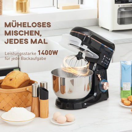 Kuchyňský robot, 6 rychlostí, nerezová mísa 5.5L, černá