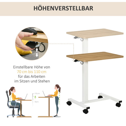 Výškově nastavitelný polohovací stůl, kolečka, tvar C, 70-110 cm