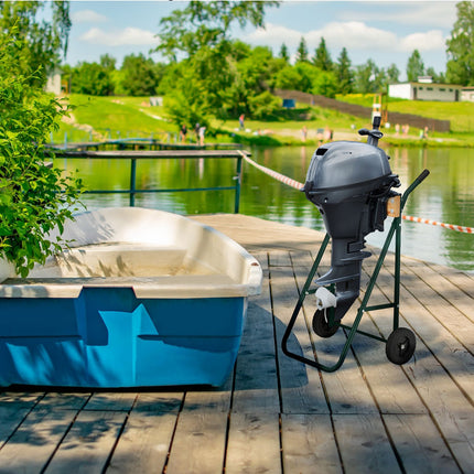 Stand for outboard motors in steel and wood