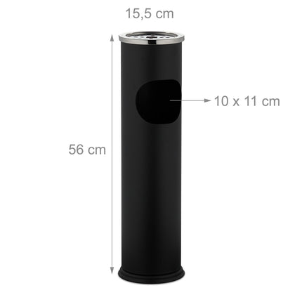 Stojanový popelník s odpadkovým košem, 56 cm, černá