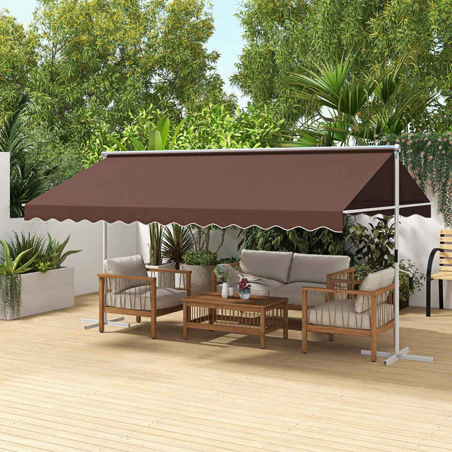 Stojací terasová markýza 4.5x3.4m, ruční klika, ochrana proti slunci