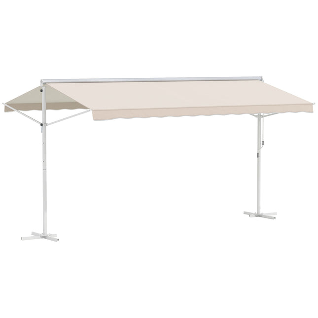 Béžová skládací markýza na terasu, ovládání klikou, 4.5x3.4M
