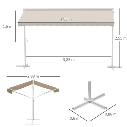 Folding garden awning 4x3M Beige - Sun and weather protection
