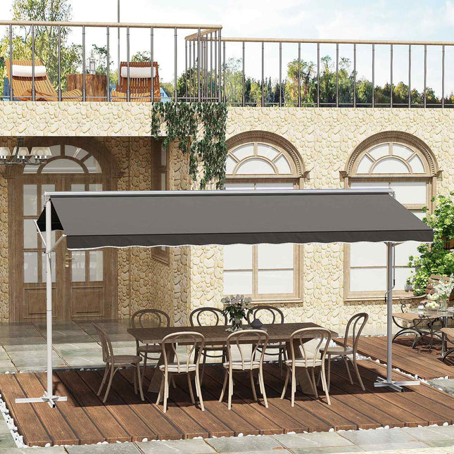 Zahradní markýza s výsuvným ramenem, 4.5x3.4M, šedá