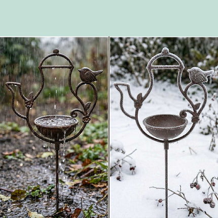 Stojící ptačí napajedlo, litinový design konvičky