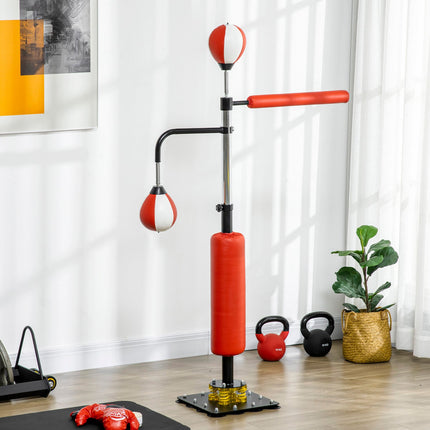 Freestanding punching bag, adjustable height, reflex balls for adults