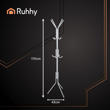 Stojanový věšák na oblečení, bílý kov, 170cm, 3 úrovně