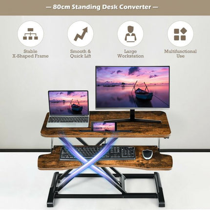 Nástavec pro práci vestoje, plynová pružina, výsuv na klávesnici, držák na tablet
