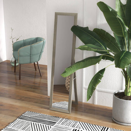 Full-length standing mirror in aluminium, gray - bedroom & hall