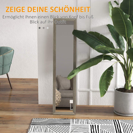 Full-length standing mirror in aluminium, gray - bedroom & hall