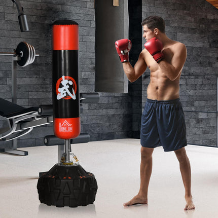 Volně stojící boxovací pytel, přísavná základna, 180cm, černá/červená