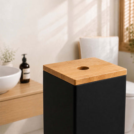 Standing Toilet Roll Holder for 4 Rolls, Wall-Mountable, Black