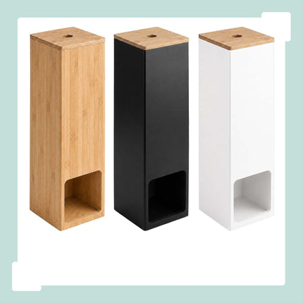 Standing Toilet Roll Holder for 4 Rolls, Wall-Mountable, Black