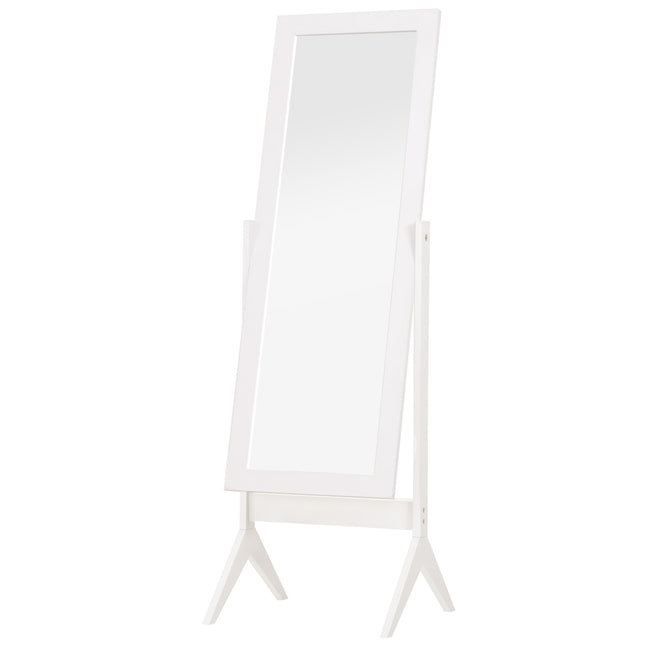 Vysoké zrcadlo v celé délce se stojanem, MDF, bílé, 47x46x148cm