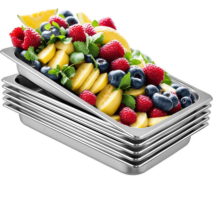 Steam Table Pans, Full Size, Stainless Steel, 2.5 In Deep, 6-Pack