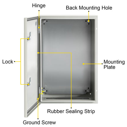 Steel Electrical Enclosure Box, NEMA 4X, IP66, 60x40x25 cm
