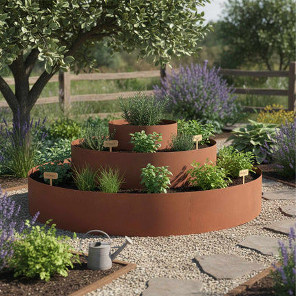 Steel Herb Pyramid Planter, 3-Piece, Rust Finish, 40/80/120 cm