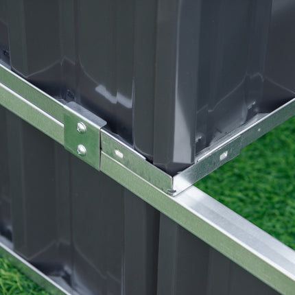 Steel 3-Tier Raised Garden Bed, T-Signs and Gloves, Dark Grey