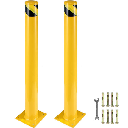 Steel Safety Bollard Post, 48 Inch x 4.5 Inch, 2-Pack, With Anchors