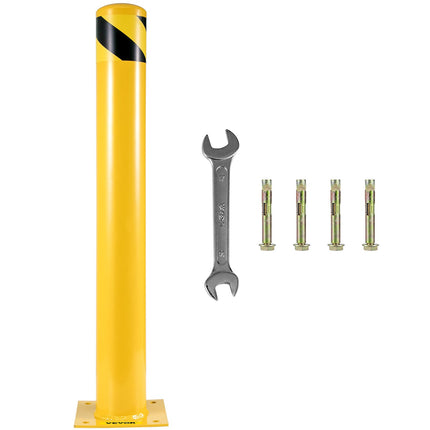 Steel Safety Bollard Post, 48 Inch x 4.5 Inch, 2-Pack, With Anchors